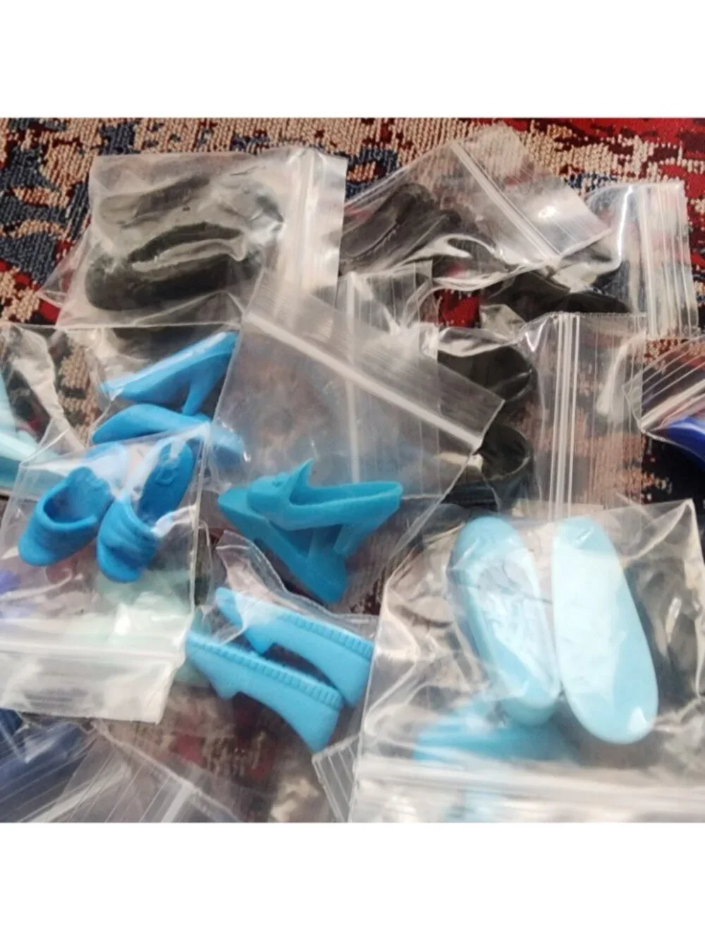 40 Pairs Barbie Doll Shoes Huge Lot - Mixed Blue & Black Fashion Heels Flats